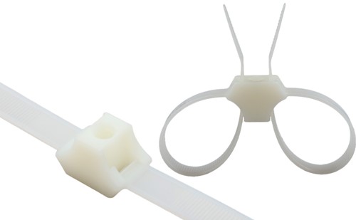 Tyraps, kabelbinders Met Schroefgat en Dubbele Sluitkop / Double Loop Cable Ties With Mounting Hole 340 x 13 mm Wit naturel (Zak 50 stuks)-2