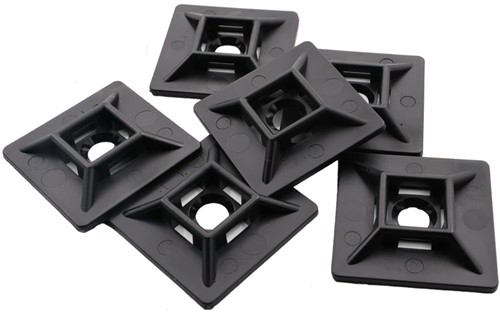Kabelbinderhouder, schroefzadel / Sokkel 20 x 20 mm Zwart UV bestendig (Zak 100 stuks)-2